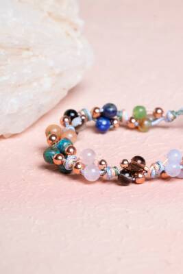 Sertifikalı Terazi Burcu Doğal Taş Makrome Bileklik - 2