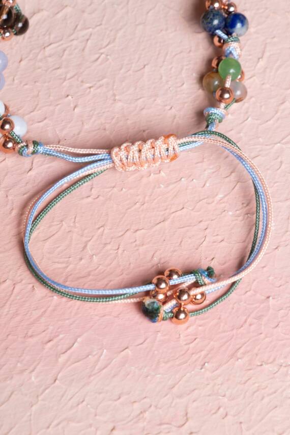 Sertifikalı Terazi Burcu Doğal Taş Makrome Bileklik - 3