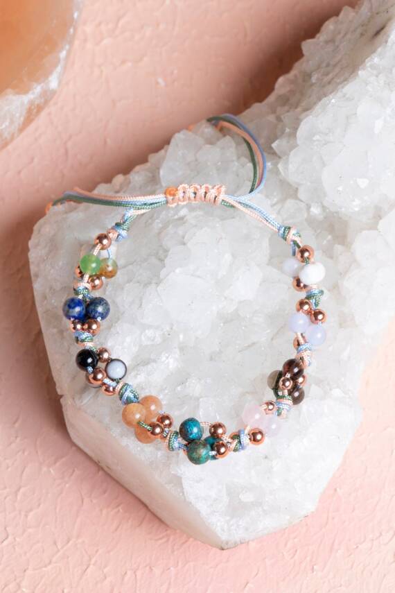 Sertifikalı Terazi Burcu Doğal Taş Makrome Bileklik - 4