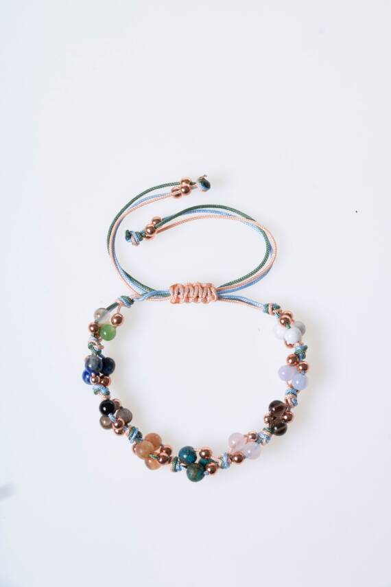 Sertifikalı Terazi Burcu Doğal Taş Makrome Bileklik - 5