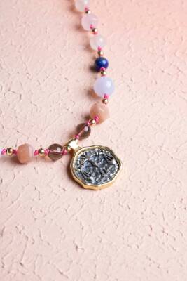 Sertifikalı Terazi Burcu Doğal Taş Makrome Kolye - 3