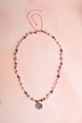 Sertifikalı Terazi Burcu Doğal Taş Makrome Kolye - 4