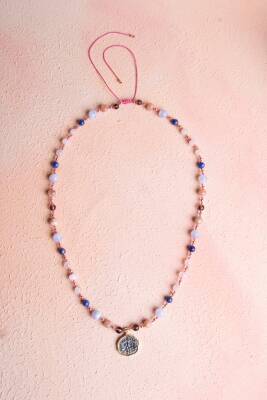 Sertifikalı Terazi Burcu Doğal Taş Makrome Kolye - 2