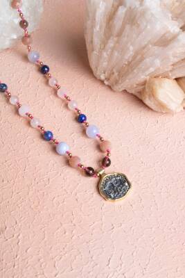 Sertifikalı Terazi Burcu Doğal Taş Makrome Kolye - 4