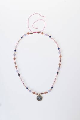 Sertifikalı Terazi Burcu Doğal Taş Makrome Kolye - 5