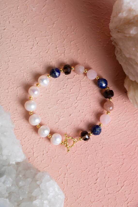 Sertifikalı Terazi Burcu Gümüş Kapama Doğal Taş Bileklik (SK:274) - 1