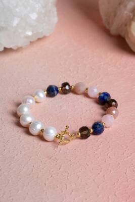 Sertifikalı Terazi Burcu Gümüş Kapama Doğal Taş Bileklik (SK:274) - 3