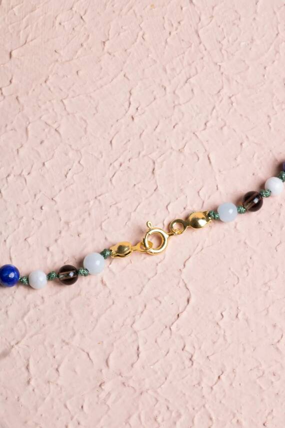 Sertifikalı Terazi Burcu Gümüş Yıldızlı Doğal Taş Kolye - 3