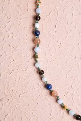 Sertifikalı Terazi Burcu Gümüş Yıldızlı Doğal Taş Kolye - 4