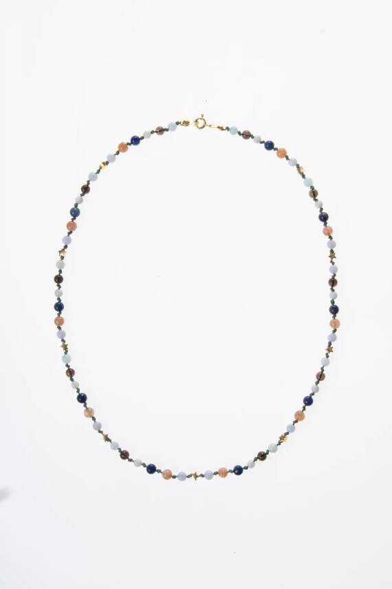 Sertifikalı Terazi Burcu Gümüş Yıldızlı Doğal Taş Kolye - 5