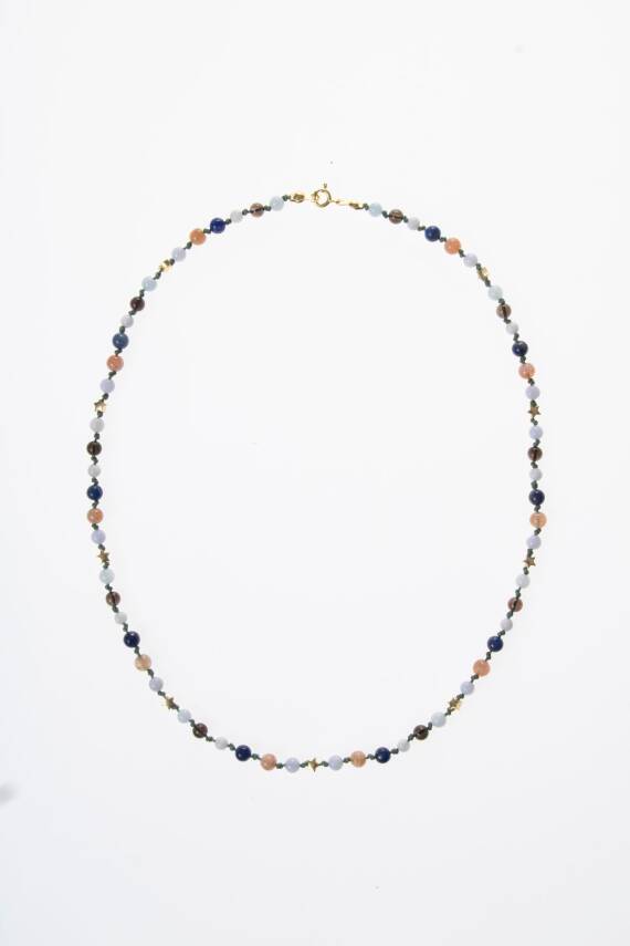 Sertifikalı Terazi Burcu Gümüş Yıldızlı Doğal Taş Kolye - 4