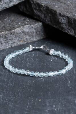 Sertifikalı Topaz Gümüş Aparatlı Doğal Taş Bileklik 4 mm (SK:203) - 3