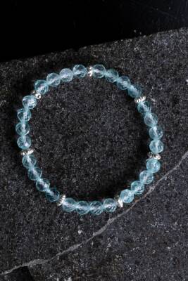 Sertifikalı Topaz Gümüş Aparatlı Doğal Taş Bileklik- 6mm (SK:167) - Osmanlı Doğal Taş