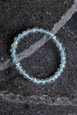 Sertifikalı Topaz Gümüş Aparatlı Doğal Taş Bileklik- 6mm (SK:167) - 3