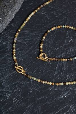 Sertifikalı Tsavorit Lal Altın Kaplama Gümüş Kapama Doğal Taş Set - 3