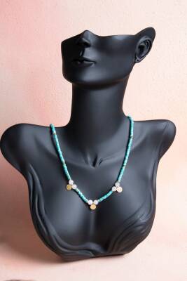 Sertifikalı Turkuaz, Ay Taşı Gümüş Aparatlı Doğal Taş Kolye (SK:246) - 4