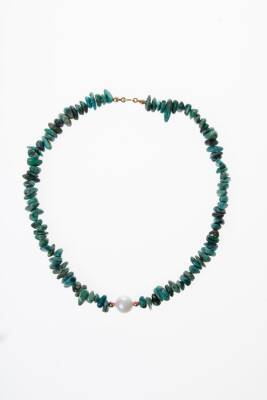 Sertifikalı Turkuaz (Firuze) - İnci Gümüş Kapama Kolye S.K:035 - 6