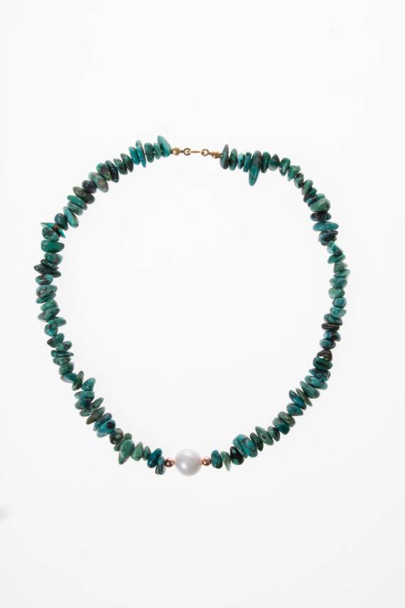 Sertifikalı Turkuaz (Firuze) - İnci Gümüş Kapama Kolye S.K:035 - 6