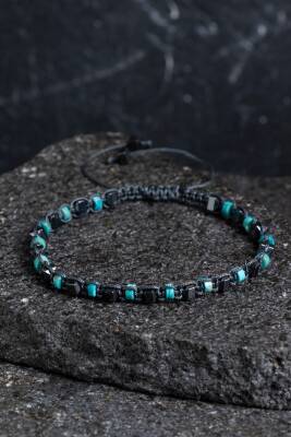 Sertifikalı Turkuaz, Hematit Doğal Taş Makrome Bileklik (SK:359) - Osmanlı Doğal Taş