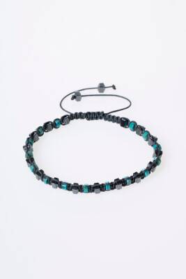 Sertifikalı Turkuaz, Hematit Doğal Taş Makrome Bileklik (SK:359) - 5