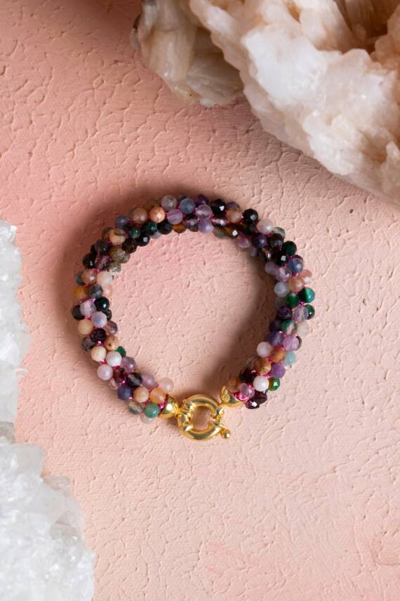 Sertifikalı Turmalin Gümüş Kapama Doğal Taş Bileklik (SK:089) - 1