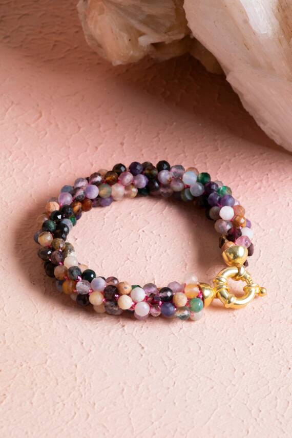 Sertifikalı Turmalin Gümüş Kapama Doğal Taş Bileklik (SK:089) - 4