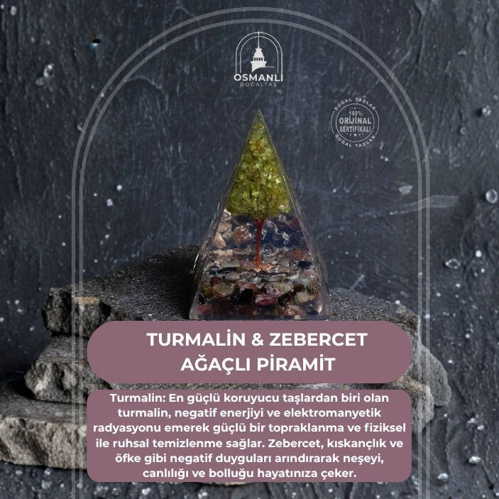 Sertifikalı Turmalin & Zebercet Ağaçlı Piramit - 2
