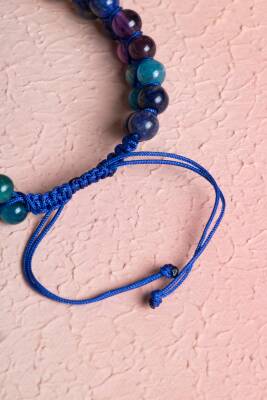 Sertifikalı Üçüncü Göz Çakra Çift Sıra Doğal Taş Makrome Bileklik - 2