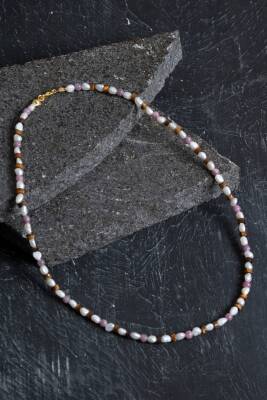 Sertifikalı Yakut, İnci, Kaplan Gözü Gümüş Kapama Doğal Taş Kolye - 2