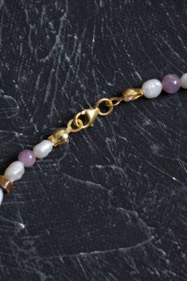 Sertifikalı Yakut, İnci, Kaplan Gözü Gümüş Kapama Doğal Taş Kolye - 5