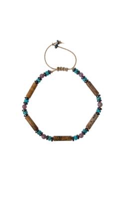 Sertifikalı Yakut, Jasper, Turkuaz Doğal Taş Makrome Bileklik - 5