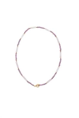 Sertifikalı Yakut, Pembe Kuvars Altın Kaplama Gümüş Kapama Kolye - 2