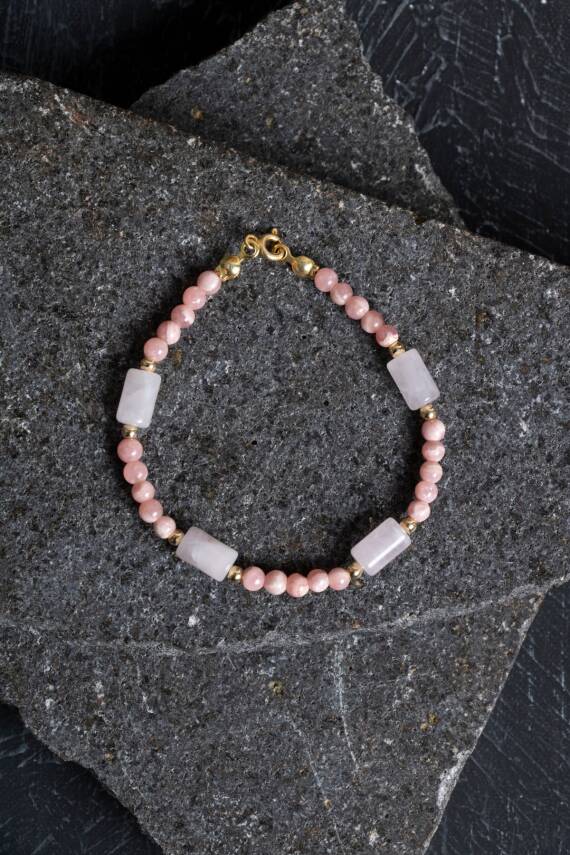 Sertifikalı Yakut, Pembe Kuvars Altın Kaplama Gümüş Kapama Kolye - 2