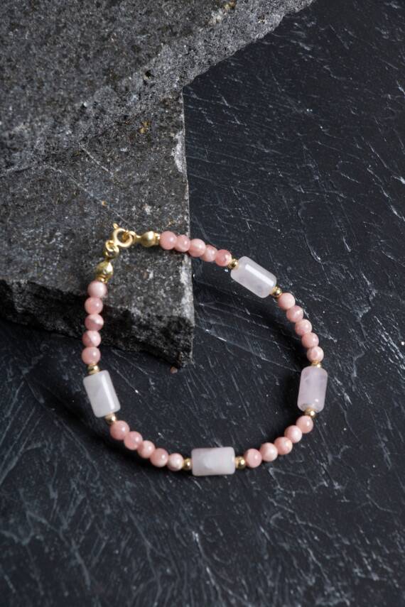 Sertifikalı Yakut, Pembe Kuvars Altın Kaplama Gümüş Kapama Kolye - 3