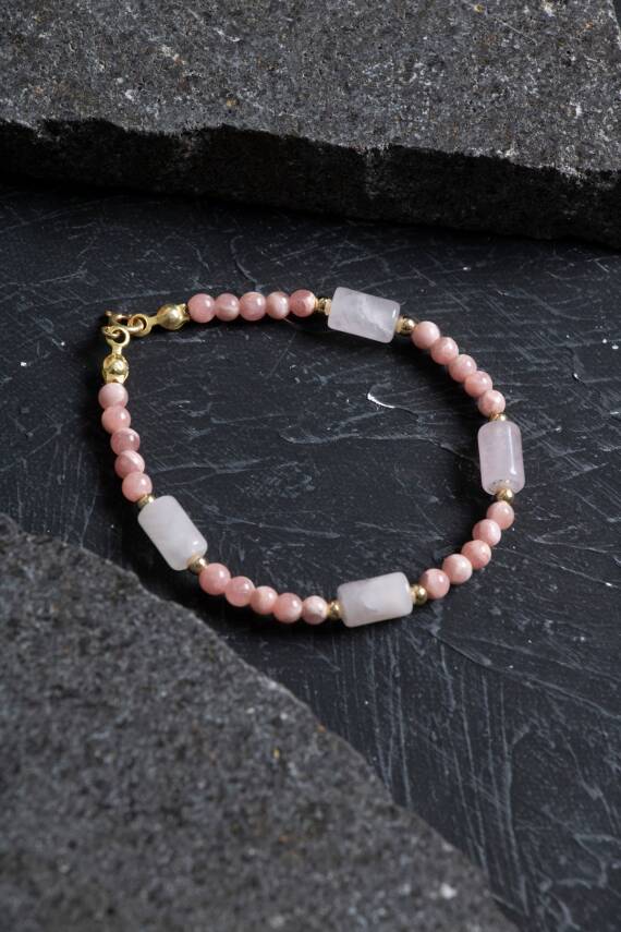 Sertifikalı Yakut, Pembe Kuvars Altın Kaplama Gümüş Kapama Kolye - 5