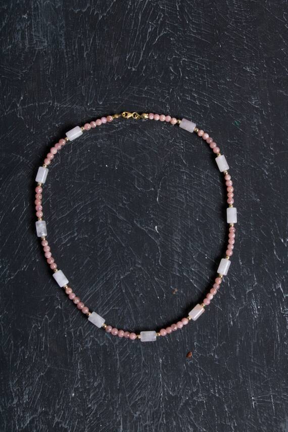 Sertifikalı Yakut, Pembe Kuvars Altın Kaplama Gümüş Kapama Set - 2