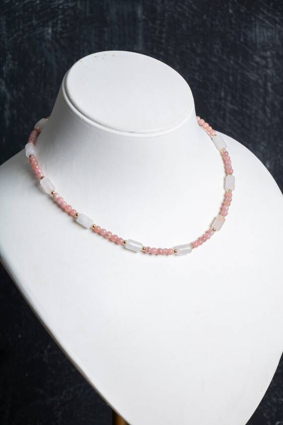 Sertifikalı Yakut, Pembe Kuvars Altın Kaplama Gümüş Kapama Set - 3