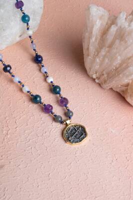 Sertifikalı Yay Burcu Doğal Taş Makrome Kolye - 2