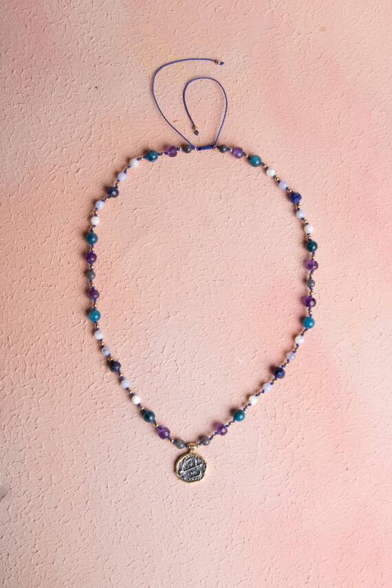 Sertifikalı Yay Burcu Doğal Taş Makrome Kolye - 3