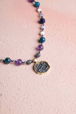 Sertifikalı Yay Burcu Doğal Taş Makrome Kolye - 4