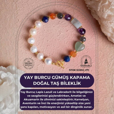 Sertifikalı Yay Burcu Gümüş Kapama Doğal Taş Bileklik (SK:271) - 2