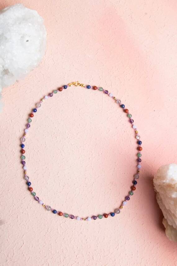 Sertifikalı Yay Burcu Gümüş Yıldızlı Doğal Taş Kolye - 1