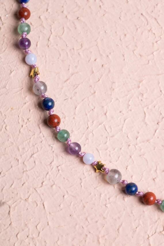 Sertifikalı Yay Burcu Gümüş Yıldızlı Doğal Taş Kolye - 3