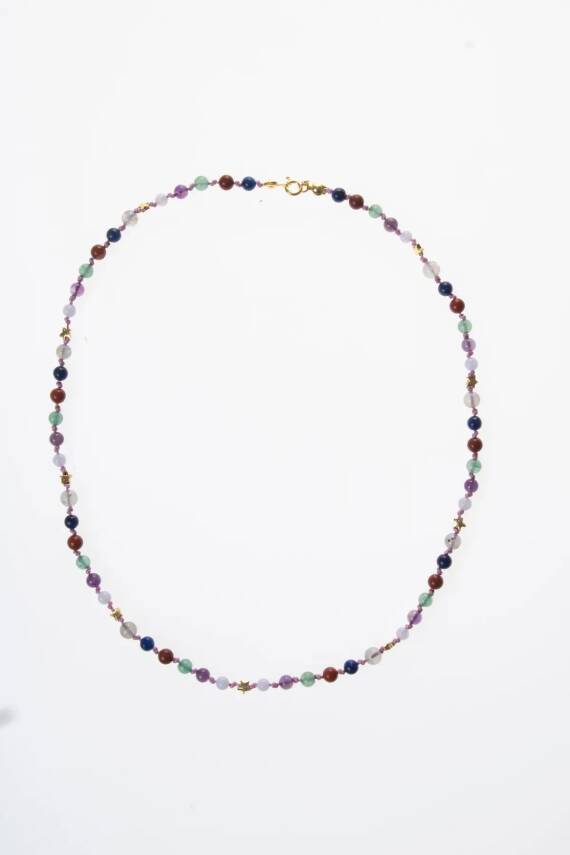 Sertifikalı Yay Burcu Gümüş Yıldızlı Doğal Taş Kolye - 5