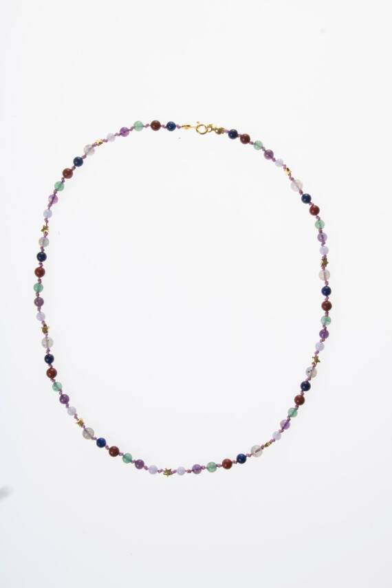 Sertifikalı Yay Burcu Gümüş Yıldızlı Doğal Taş Kolye - 4