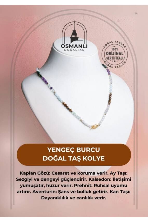 Sertifikalı Yengeç Burcu Doğal Taş Kolye - 2