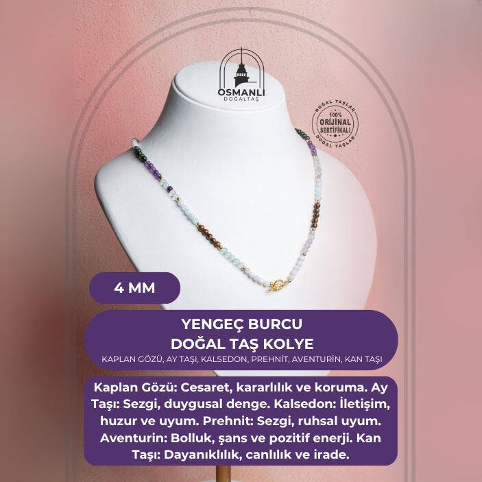 Sertifikalı Yengeç Burcu Doğal Taş Kolye - 2