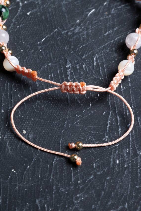 Sertifikalı Yengeç Burcu Doğal Taş Makrome Bileklik - 2