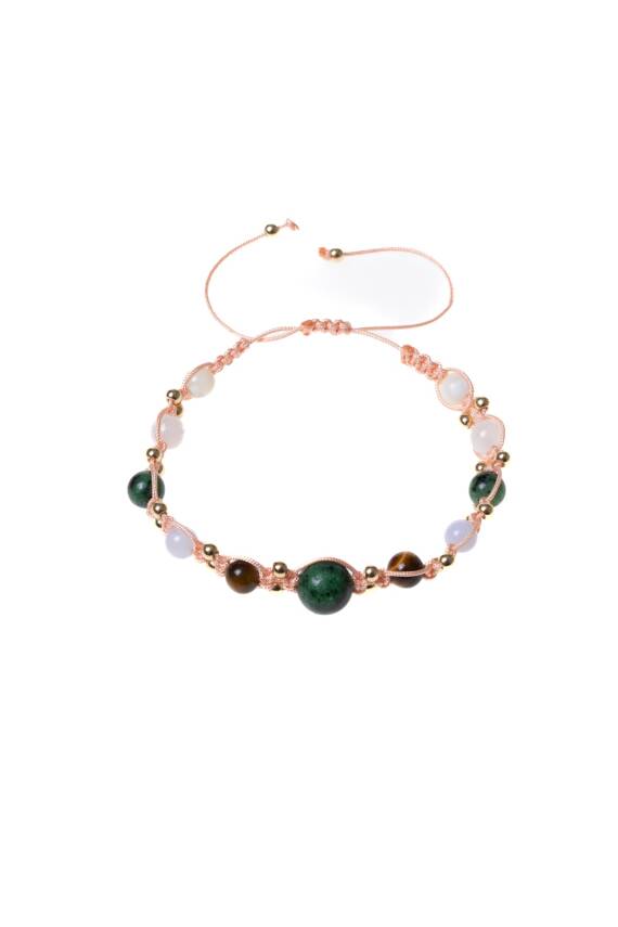 Sertifikalı Yengeç Burcu Doğal Taş Makrome Bileklik - 5