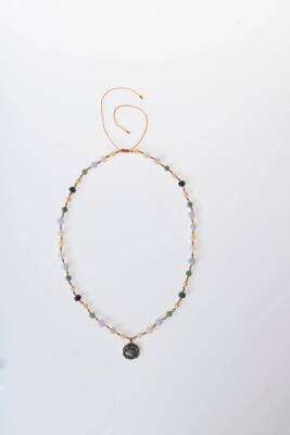 Sertifikalı Yengeç Burcu Doğal Taş Makrome Kolye - 6